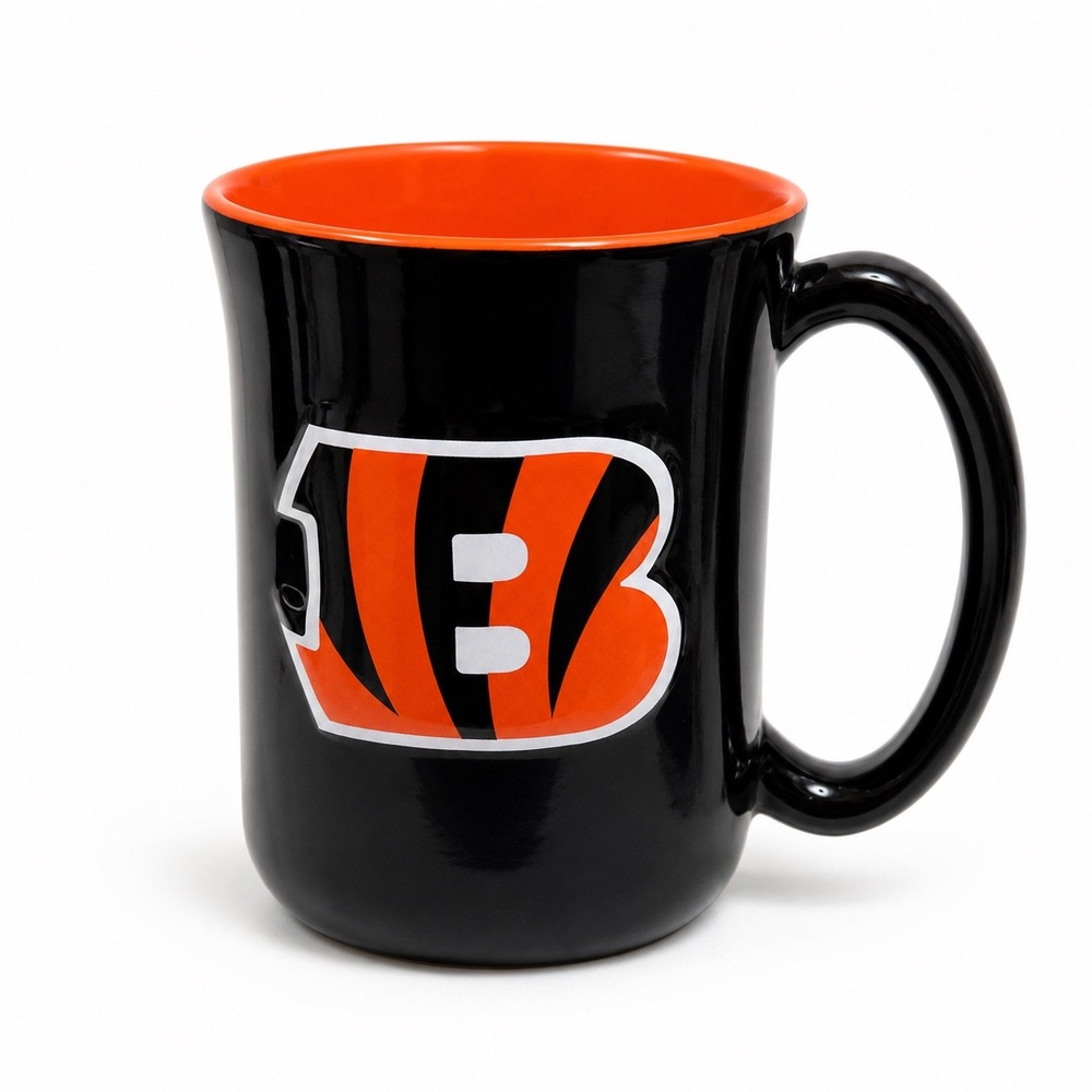 NFL Cincinnati Bengals Coffee Mug Black Orange Boelter Brands 2018 Logo 15oz Cup
